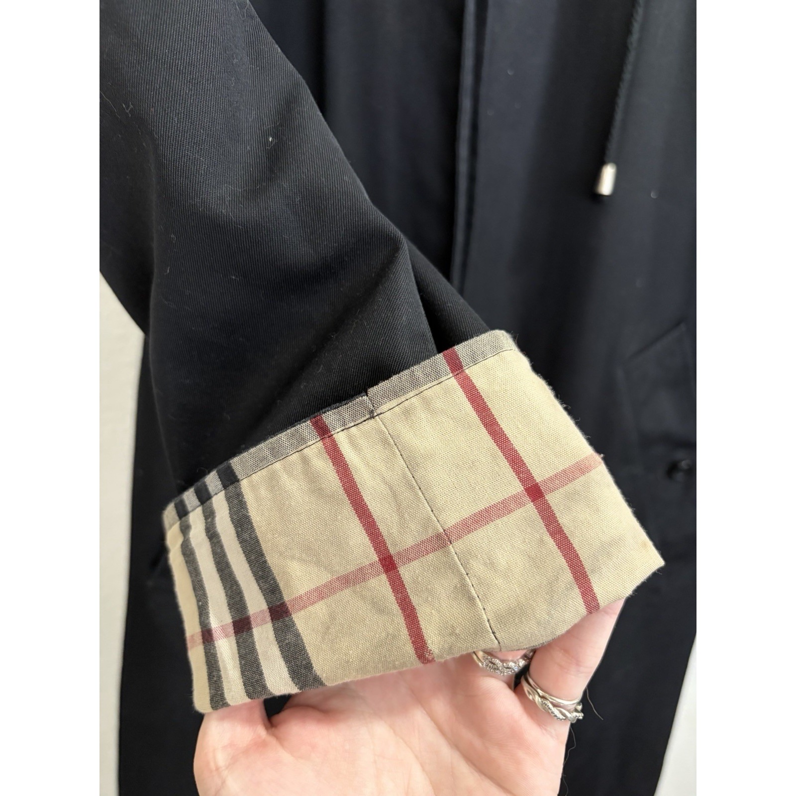 Vintage Burberrys Women's Trench Coat Black Check England Large Us Size 42-44 — image 7 of 8